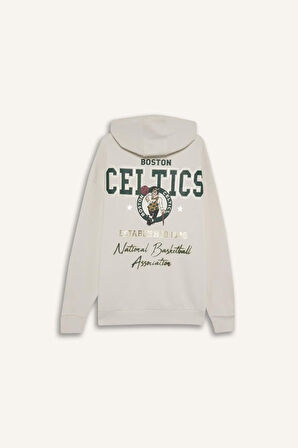 DeFactoFit NBA Boston Celtics Oversize Geniş Kalıp Kapüşonlu Kalın Kumaş Sweatshirt