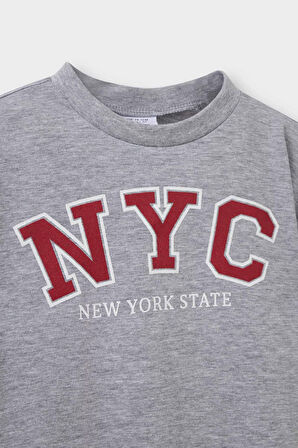 Erkek Bebek Bisiklet Yaka Baskılı Kısa Kollu Tişört