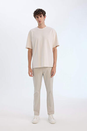 DeFacto %100 Pamuk Boxy Fit Bisiklet Yaka Basic Düz Kısa Kollu Tişört D7481AX25SPBG350