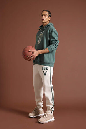 DeFactoFit NBA Milwaukee Bucks Standart Fit Cepli Kalın Sweatshirt Kumaşı Jogger