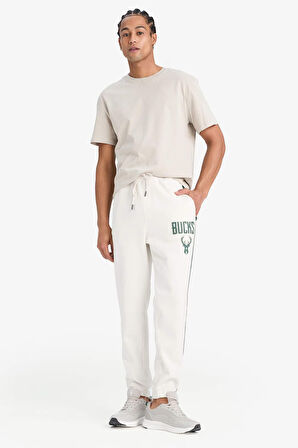 DeFactoFit NBA Milwaukee Bucks Standart Fit Cepli Kalın Sweatshirt Kumaşı Jogger