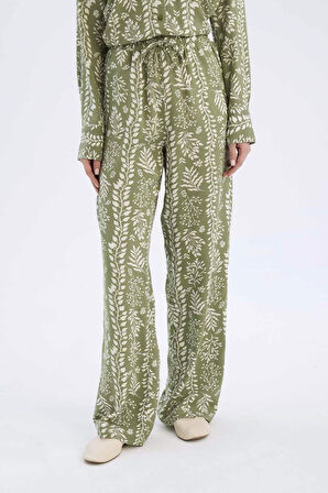 Regular Fit Desenli Esnek Belli Düz Paça Pantolon