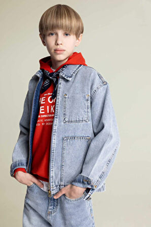 DeFacto Erkek Çocuk Polo Yaka Jean Ceket D6588A825SPNM28