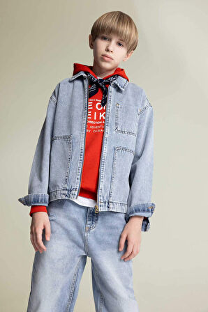 DeFacto Erkek Çocuk Polo Yaka Jean Ceket D6588A825SPNM28