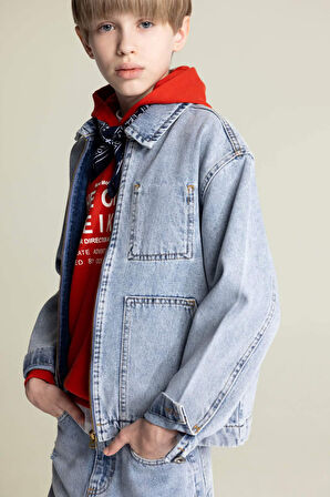 DeFacto Erkek Çocuk Polo Yaka Jean Ceket D6588A825SPNM28