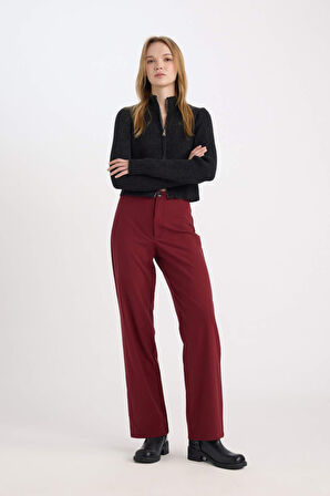 DeFacto Wide Leg Kumaş Pantolon Geniş Bol Paça Yüksek Bel Basic Düz Standart Boy E1043AX24WNBR248