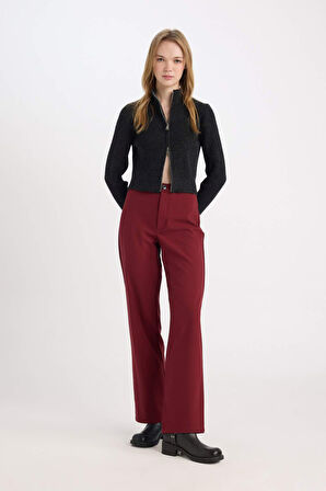 DeFacto Wide Leg Kumaş Pantolon Geniş Bol Paça Yüksek Bel Basic Düz Standart Boy E1043AX24WNBR248