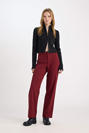DeFacto Wide Leg Kumaş Pantolon Geniş Bol Paça Yüksek Bel Basic Düz Standart Boy E1043AX24WNBR248