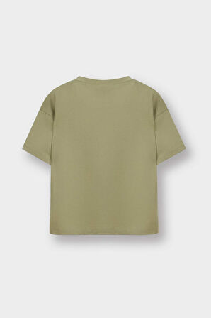 Erkek Bebek Bisiklet Yaka Baskılı Kısa Kollu Tişört