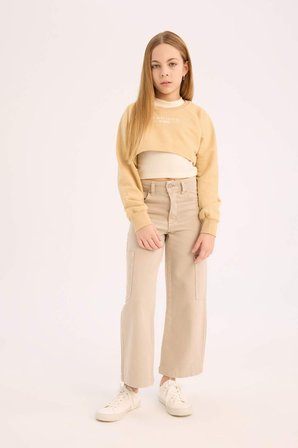 DeFacto Bisiklet Yaka Baskılı 2'li Sweatshirt Kız Çocuk D9442A825SPBG203