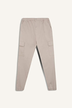 DeFacto Jogger Gabardin Pantolon Beli Lastikli Kargo Cepli Lastikli Paça E1037AX24WNBG766