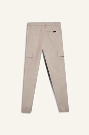 DeFacto Jogger Gabardin Pantolon Beli Lastikli Kargo Cepli Lastikli Paça E1037AX24WNBG766
