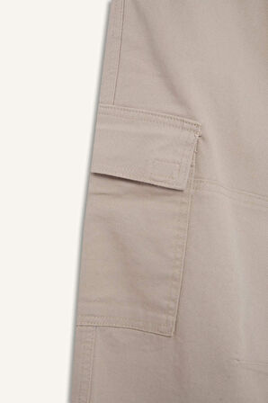 DeFacto Jogger Gabardin Pantolon Beli Lastikli Kargo Cepli Lastikli Paça E1037AX24WNBG766