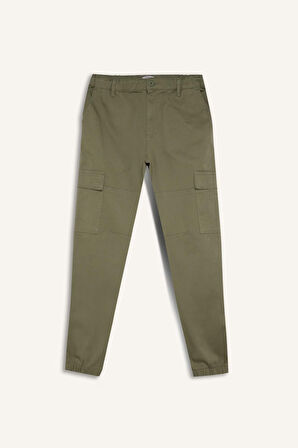 DeFacto Jogger Gabardin Pantolon Beli Lastikli Kargo Cepli Lastikli Paça E1037AX24WNGN425