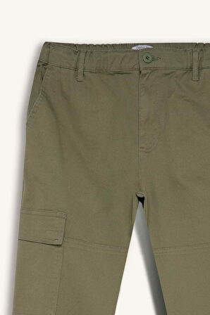 DeFacto Jogger Gabardin Pantolon Beli Lastikli Kargo Cepli Lastikli Paça E1037AX24WNGN425