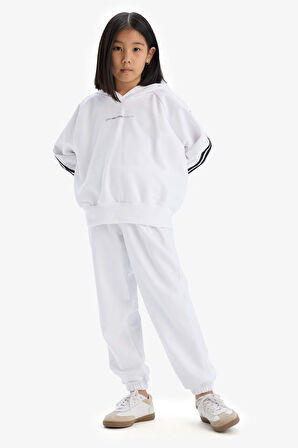 DeFacto Kız Çocuk 2'li Takım Kapüşonlu Baskılı Sweatshirt Beli Paçası Lastikli Eşofman Altı D9497A825SMWT34