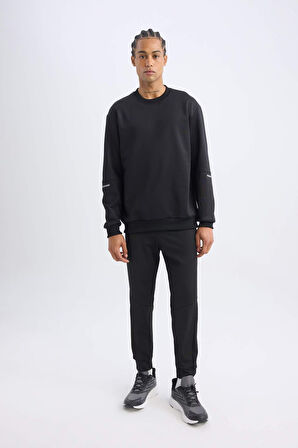 DeFactoFit Standart Fit Bisiklet Yaka Basic Düz Sporcu Sweatshirt E0073AX24WNBK81