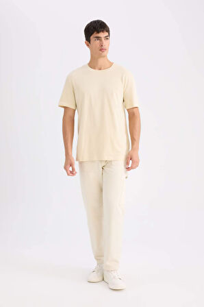 DeFacto New Regular Fit Bisiklet Yaka Basic Düz Kısa Kollu Tişört E1091AXNSER135