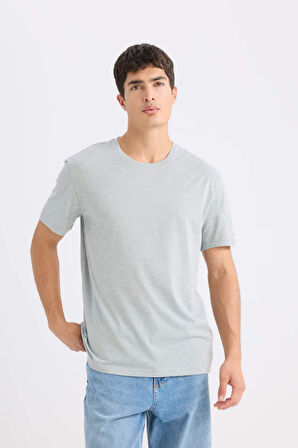 DeFacto New Regular Fit Bisiklet Yaka Basic Düz Kısa Kollu Tişört E1091AXNSGN1124