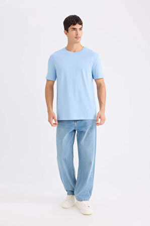 DeFacto New Regular Fit Bisiklet Yaka Basic Düz Kısa Kollu Tişört E1091AXNSBE113