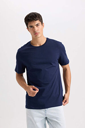 DeFacto New Regular Fit Bisiklet Yaka Basic Düz Kısa Kollu Tişört E1091AXNSNV135