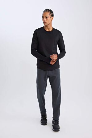 DeFactoFit Slim Fit Dar Kesim Bisiklet Yaka Sporcu Uzun Kollu Tişört A3961AX24WNBK81