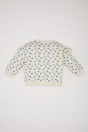 DeFacto Kız Bebek Bisiklet Yaka Kalp Desenli Sweatshirt E0197A525SPER99