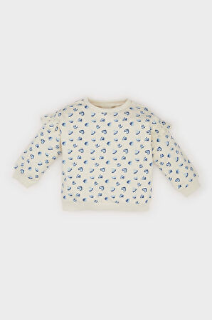 DeFacto Kız Bebek Bisiklet Yaka Kalp Desenli Sweatshirt E0197A525SPER99
