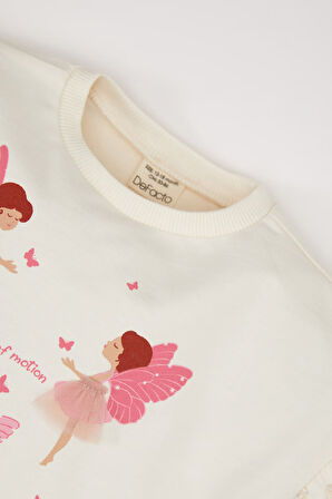 DeFacto Kız Bebek Bisiklet Yaka Balerin Baskılı Sweatshirt E0193A525SPER99