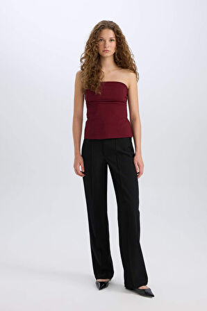 DeFacto Wide Leg  Klasik Kumaş Pantolon Normal Bel Geniş Paça Standart Boy E1518AX24WNBK81