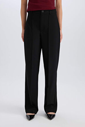 DeFacto Wide Leg  Klasik Kumaş Pantolon Normal Bel Geniş Paça Standart Boy E1518AX24WNBK81