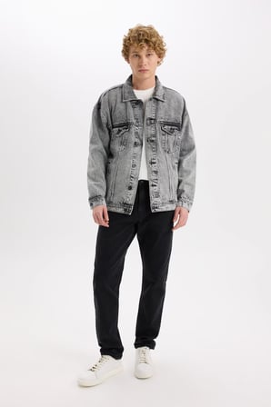 DeFacto %100 Pamuk Oversize Geniş Kalıp Jean Ceket E1003AX25SPNM55