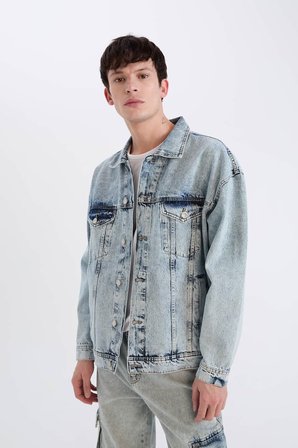 DeFacto %100 Pamuk Oversize Geniş Kalıp Jean Ceket E1006AX25SPNM39