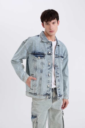 DeFacto %100 Pamuk Oversize Geniş Kalıp Jean Ceket E1006AX25SPNM39