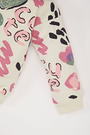 DeFacto Kız Bebek Desenli Bisiklet Yaka Sweatshirt E0194A525SPER134
