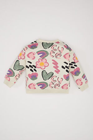 DeFacto Kız Bebek Desenli Bisiklet Yaka Sweatshirt E0194A525SPER134