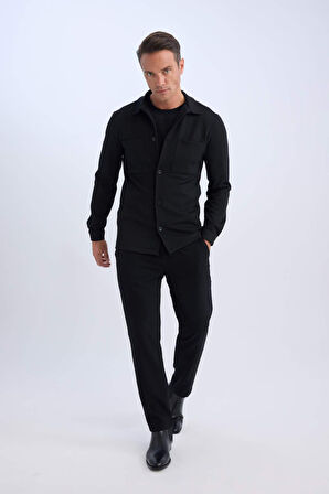 DeFacto Regular Fit Polo Yaka Gömlek Ceket D7243AX25SPBK81