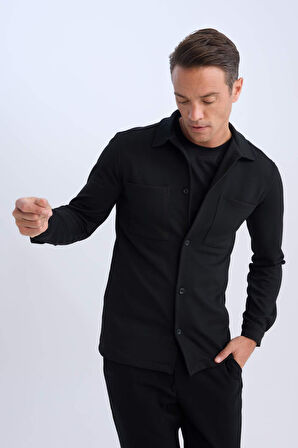 DeFacto Regular Fit Polo Yaka Gömlek Ceket D7243AX25SPBK81
