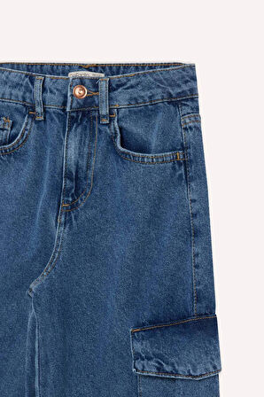 Kız Çocuk Wide Leg Kargo Geniş Paça Pamuklu Pantolon