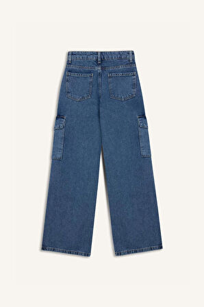 Kız Çocuk Wide Leg Kargo Geniş Paça Pamuklu Pantolon