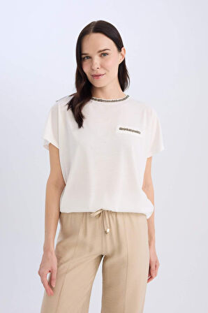 DeFacto 	Bisiklet Yaka Baskılı Kısa Kollu Tişört K7701AZ25SPER105