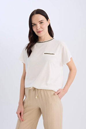 DeFacto 	Bisiklet Yaka Baskılı Kısa Kollu Tişört K7701AZ25SPER105