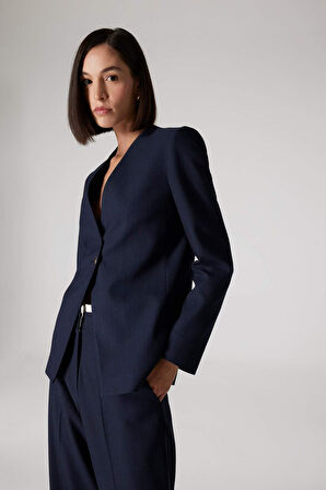 DeFacto x Sorbe Regular Fit V Yaka Düğmeli Blazer Ceket D9869AX24AUNV31