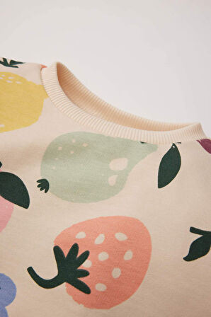 DeFacto Kız Bebek 2'li Takım Meyve Desenli Bisiklet Yaka Sweatshirt Beli Lastikli Eşofman Altı E0201A525SPBG744