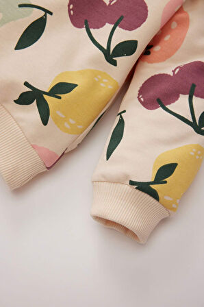 DeFacto Kız Bebek 2'li Takım Meyve Desenli Bisiklet Yaka Sweatshirt Beli Lastikli Eşofman Altı E0201A525SPBG744