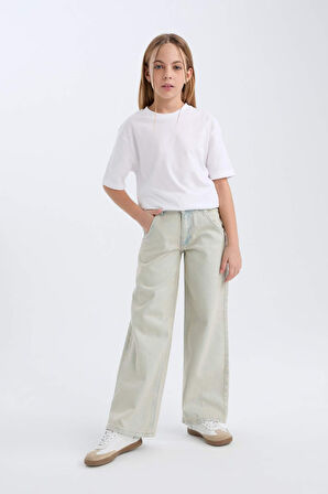 DeFacto Kız Çocuk Wide Leg Geniş Paça Jean Pantolon D9128A825SPNM39