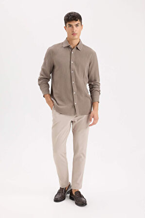 DeFacto Regular Fit Polo Yaka %100 Pamuk Müslin Uzun Kollu Gömlek W7832AZ25SPBN312