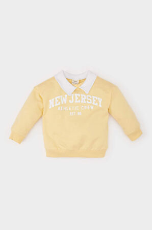 Erkek Bebek Gömlek Yaka Baskılı Sweatshirt