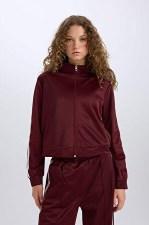 DeFacto Oversize Geniş Kalıp Cepli Fermuarlı Spor Hırka E1803AX24WNBR248