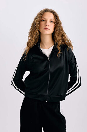 DeFacto Oversize Geniş Kalıp Cepli Fermuarlı Spor Hırka E1803AX24WNBR248